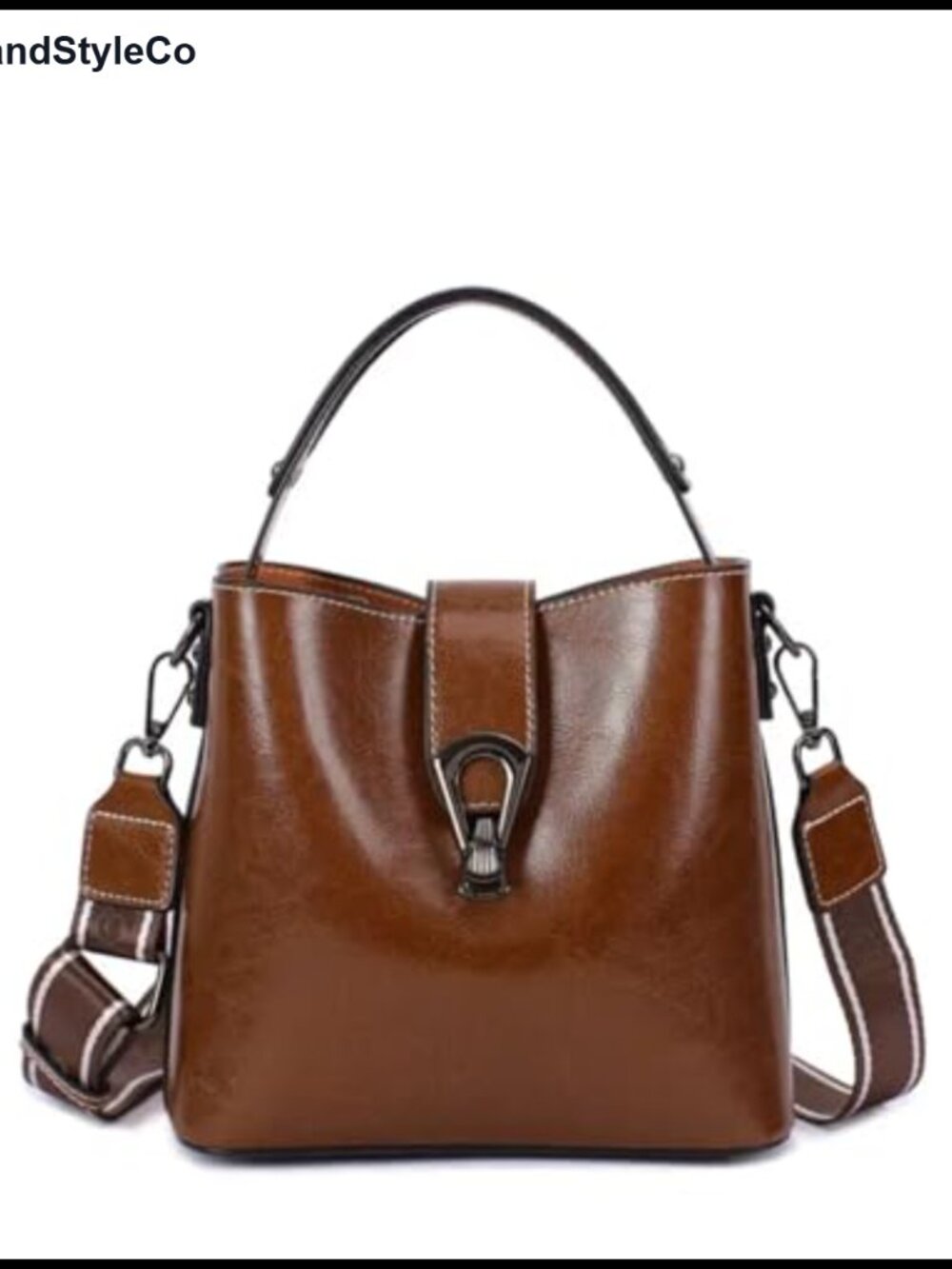 Genuine Real Leather Bucket Hobo Handbag Crossbody Satchel 2 Straps